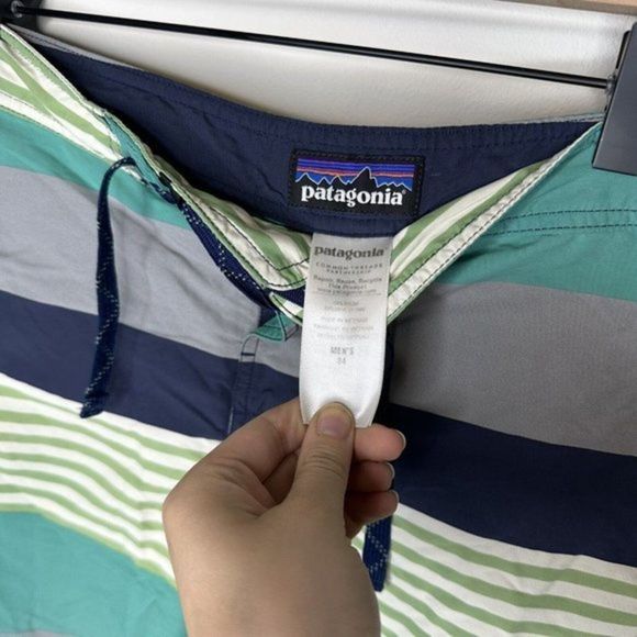 Mens Patagonia Performance Striped Swim Board Trunks Shorts Suit Size 34 EUC - Picture 3 of 3
